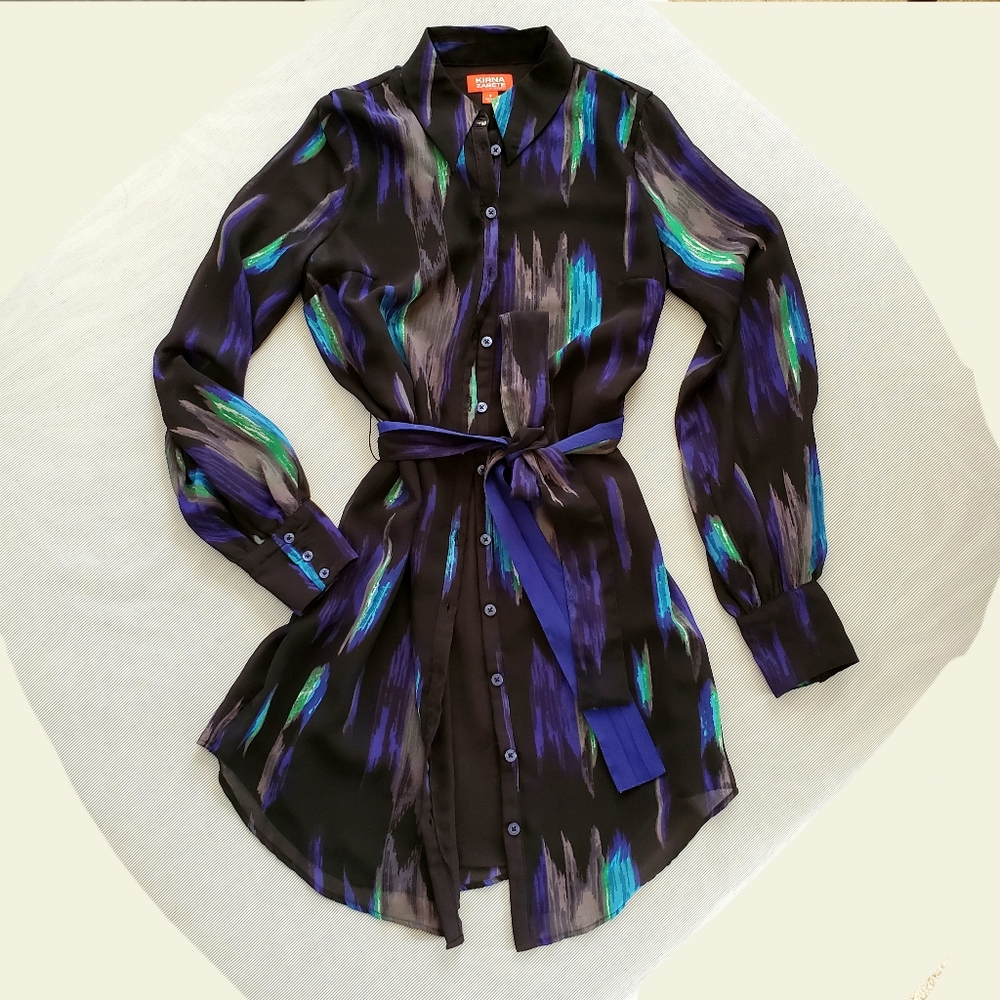 Kirna Zabete shirt/dress size Small, black blue